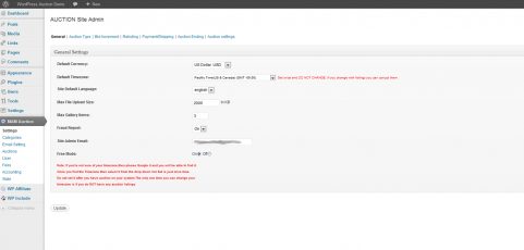 Auction Software Admin Area